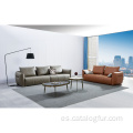Juego de sofás de cuero moderno y barato blanco de nueva tendencia con juego de sofás de cuero con luz LED, muebles de sala de estar